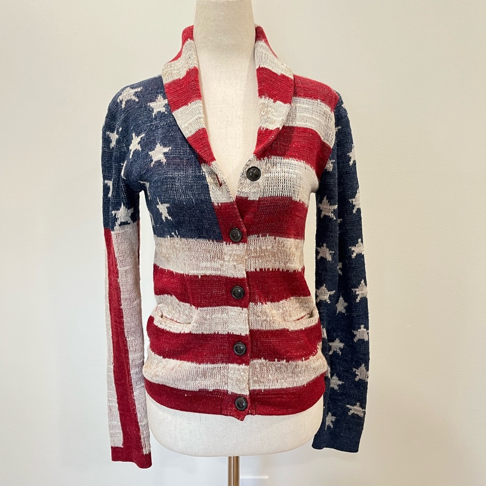Denim & Supply by Ralph Lauren American flag print cardi sweater size Pe… - Picture 5 of 13